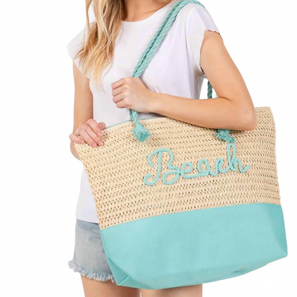 NEW 3AM BY H&D ACCESSORIES women's crochet & color-sewn rope beach tote bag in b